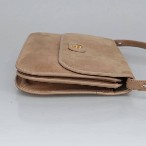 Christian Dior Shoulder Bag Suede Beige Gold Auth 101182 - Picture 4 of 16